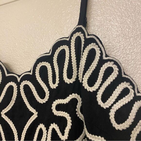 A New Day Crewel Maxi A-Line linen Dress black white embroidery sun dress XXL - Picture 4 of 14